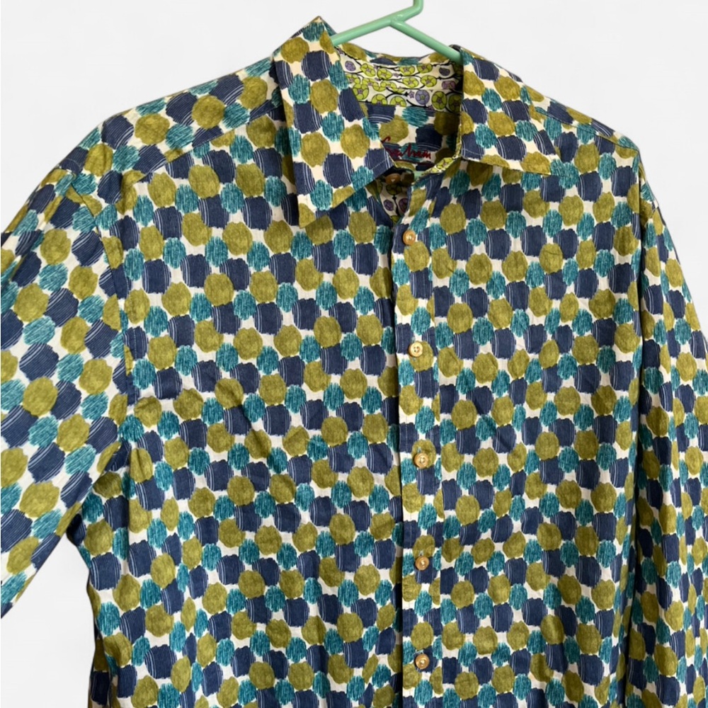 Robert Graham Button Down Shirt Painted Dots Abstract Design Size L